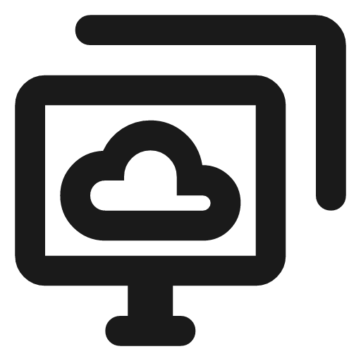 Desktop cloud stack outline rounded icon, rounded style, from Material Symbols