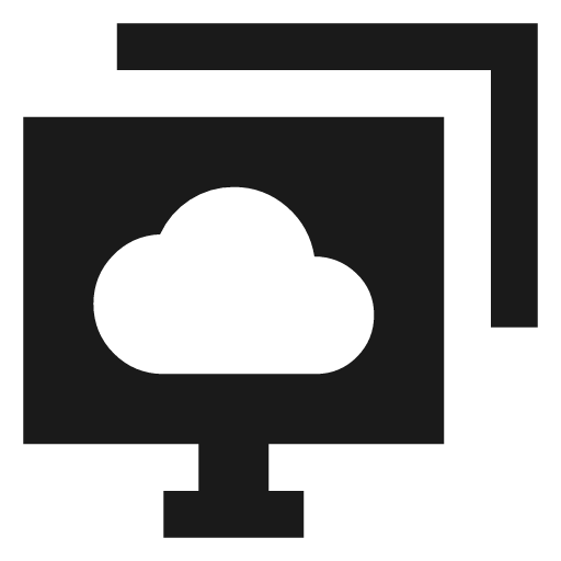 Desktop cloud stack sharp icon, sharp-cornered style, from Material Symbols