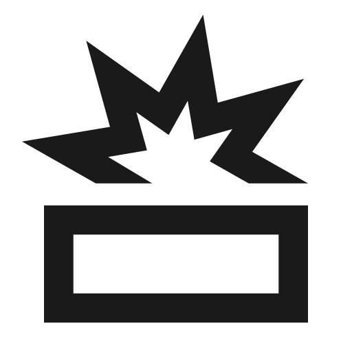Destruction outline sharp icon, sharp-cornered style, from Material Symbols