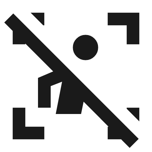 Detection and zone off sharp icon, sharp-cornered style, from Material Symbols
