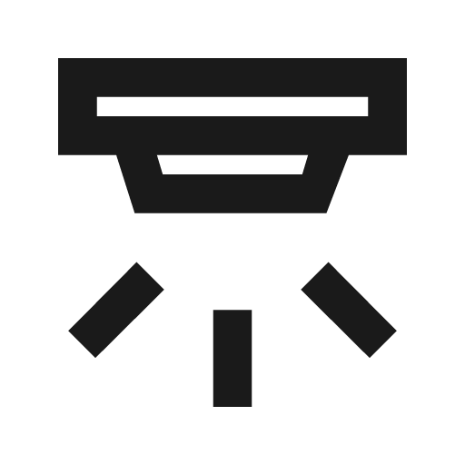 Detector alarm outline sharp icon, sharp-cornered style, from Material Symbols