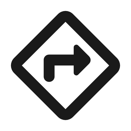 Directions outline rounded icon, rounded style, from Material Symbols