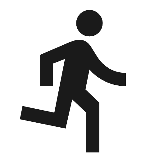Directions run icon, solid style, from Material Symbols
