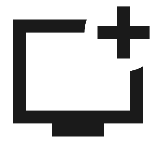 Display add outline sharp icon, sharp-cornered style, from Material Symbols