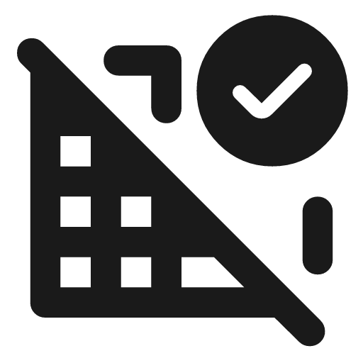 Domain disabled check rounded icon, rounded style, from Material Symbols