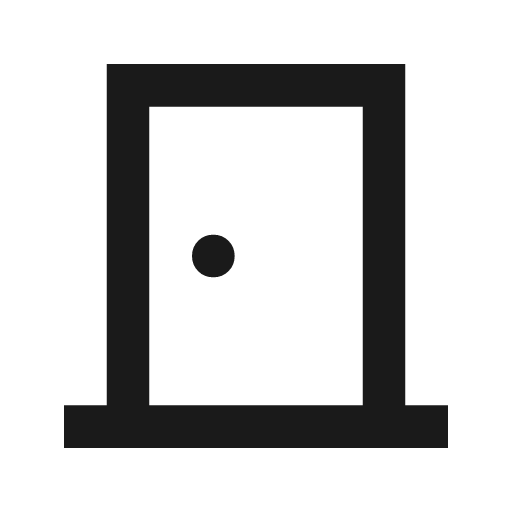 Door back outline sharp icon, sharp-cornered style, from Material Symbols