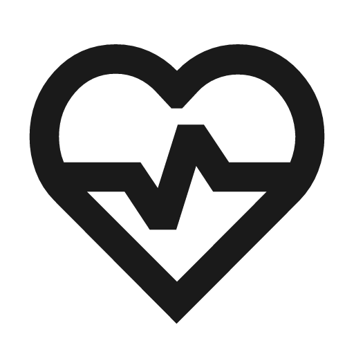 Ecg heart outline sharp icon, sharp-cornered style, from Material Symbols
