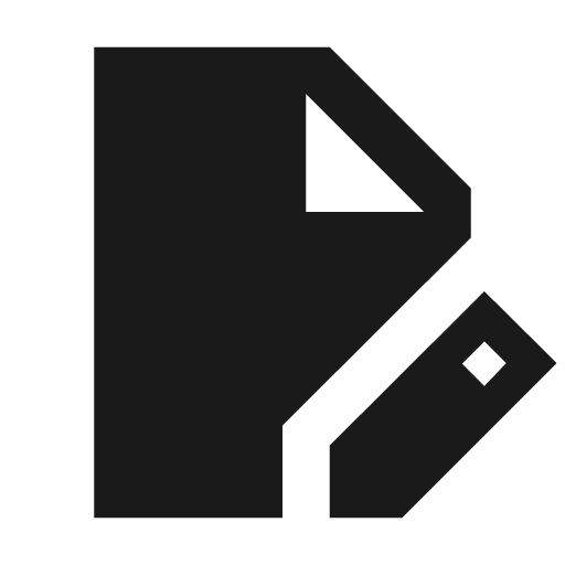 Edit document sharp icon, sharp-cornered style, from Material Symbols