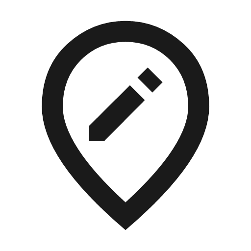 Edit location outline sharp icon, sharp-cornered style, from Material Symbols