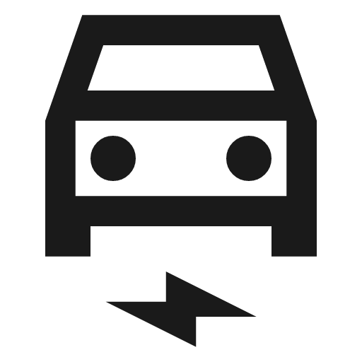 Electric car outline sharp icon, sharp-cornered style, from Material Symbols