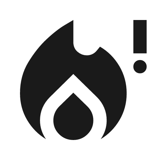 Emergency heat icon, solid style, from Material Symbols
