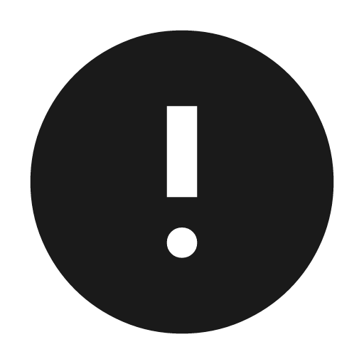 Error icon, solid style, from Material Symbols