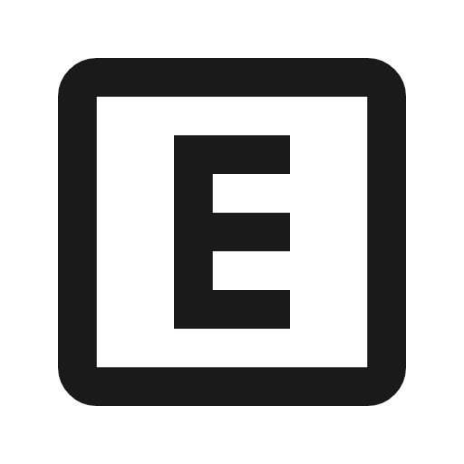 Explicit outline icon, outline style, from Material Symbols