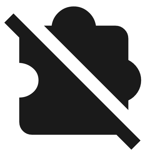 Extension off icon, solid style, from Material Symbols
