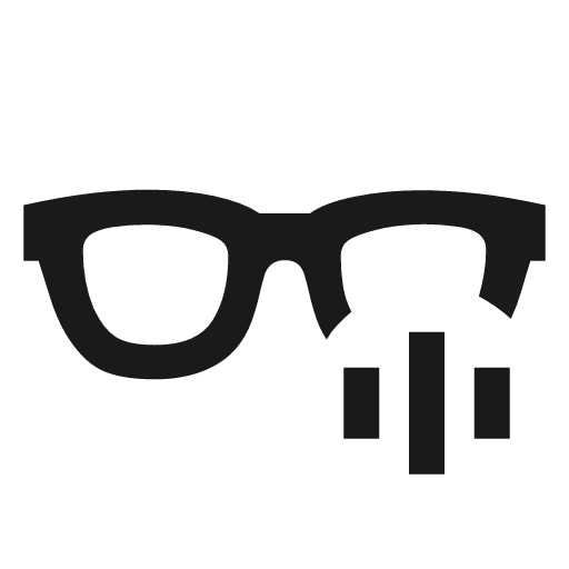 Eyeglasses 2 sound outline sharp icon, sharp-cornered style, from Material Symbols