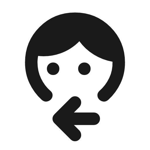 Face left rounded icon, rounded style, from Material Symbols
