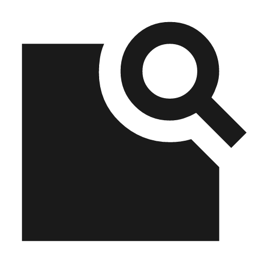 Feature search sharp icon, sharp-cornered style, from Material Symbols