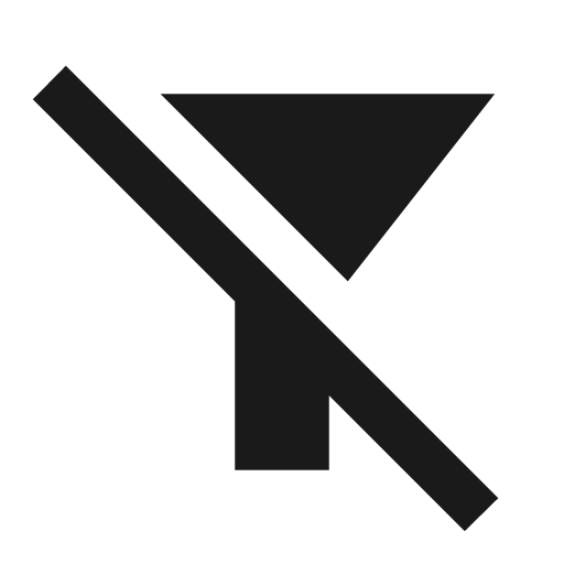Filter alt off sharp icon, sharp-cornered style, from Material Symbols