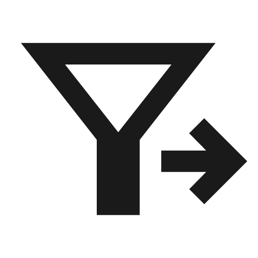 Filter arrow right sharp icon, sharp-cornered style, from Material Symbols