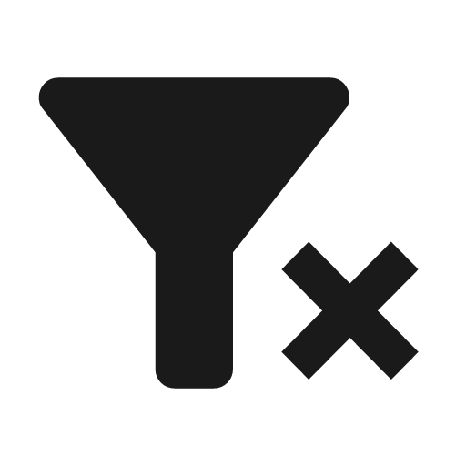 Filter cancel icon, solid style, from Material Symbols