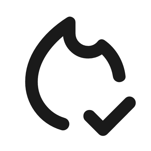 Fire check outline rounded icon, rounded style, from Material Symbols