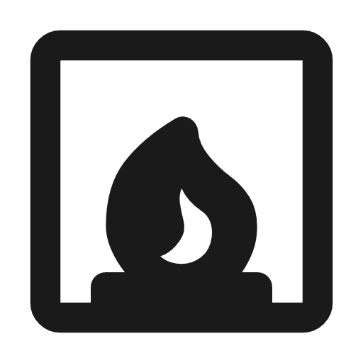 Fireplace rounded icon, rounded style, from Material Symbols