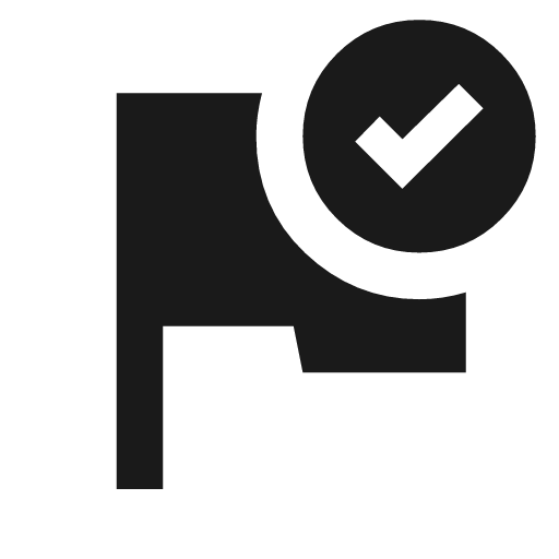 Flag check icon, solid style, from Material Symbols