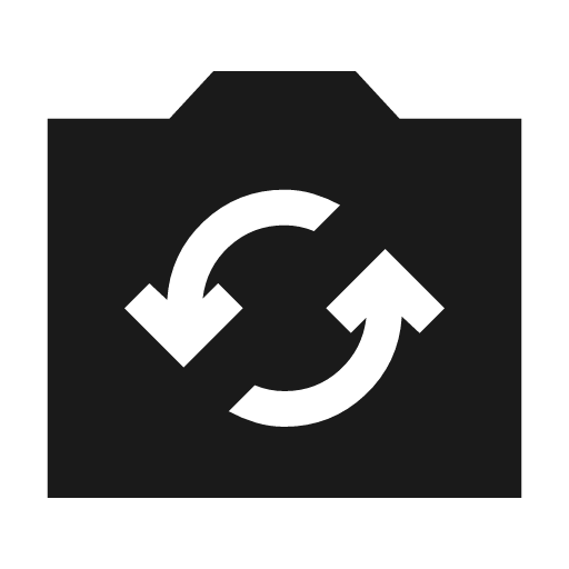 Flip camera ios sharp icon, sharp-cornered style, from Material Symbols
