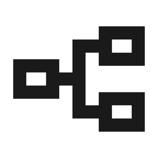 Flowchart outline icon, outline style, from Material Symbols