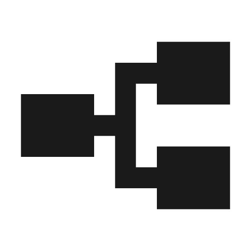 Flowchart icon, solid style, from Material Symbols