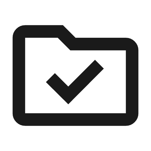 Folder check outline icon, outline style, from Material Symbols