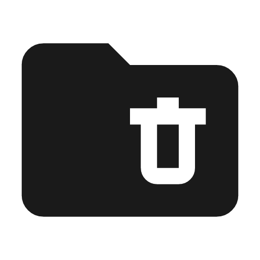 Folder delete icon, solid style, from Material Symbols