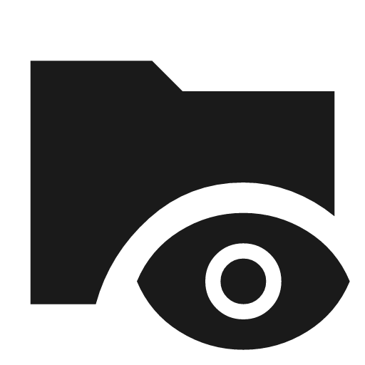 Folder eye sharp icon, sharp-cornered style, from Material Symbols