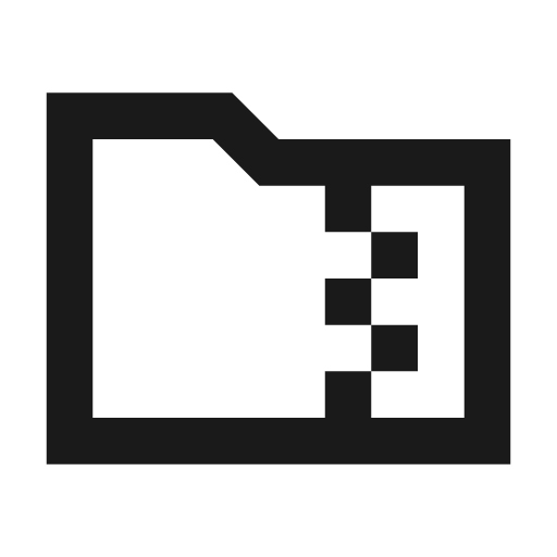 Folder zip outline sharp icon, sharp-cornered style, from Material Symbols