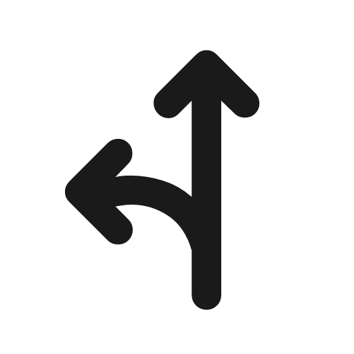 Fork left rounded icon, rounded style, from Material Symbols