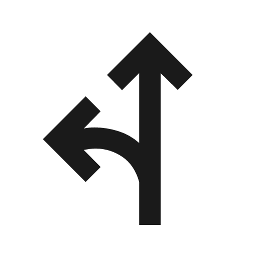 Fork left icon, solid style, from Material Symbols