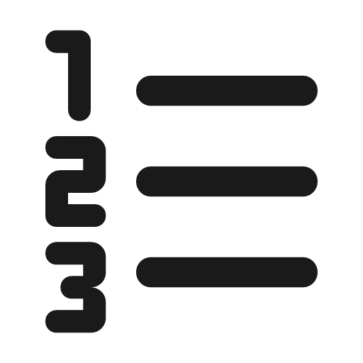 Format list numbered rounded icon, rounded style, from Material Symbols
