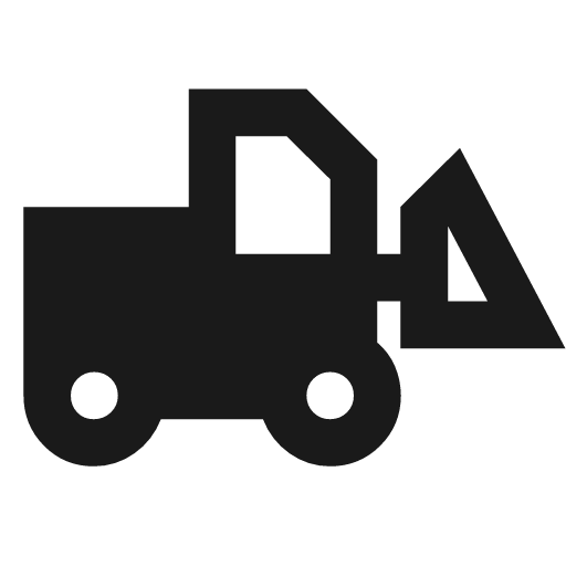 Front loader sharp icon, sharp-cornered style, from Material Symbols