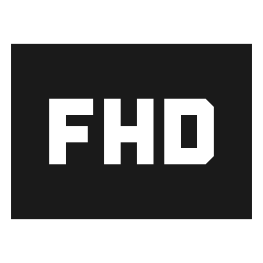 Full hd sharp icon, sharp-cornered style, from Material Symbols