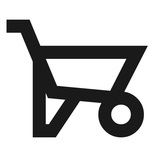 Garden cart outline sharp icon, sharp-cornered style, from Material Symbols