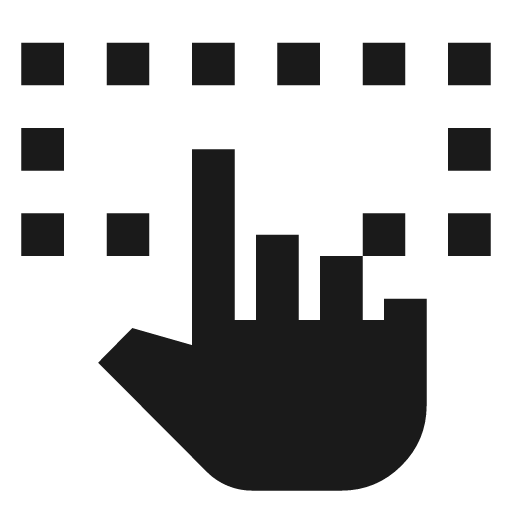Gesture select sharp icon, sharp-cornered style, from Material Symbols