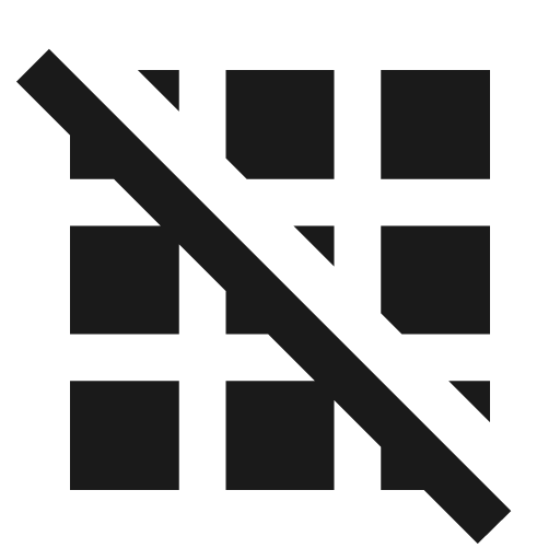 Grid off sharp icon, sharp-cornered style, from Material Symbols