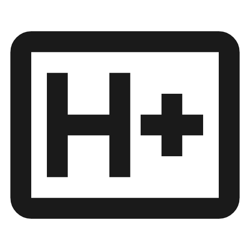 H plus mobiledata badge outline icon, outline style, from Material Symbols