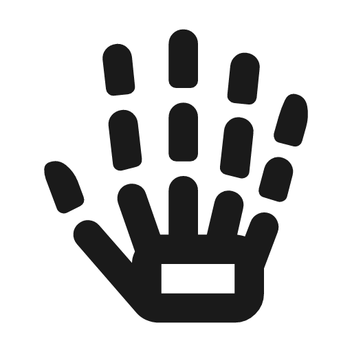 Hand bones outline icon, outline style, from Material Symbols