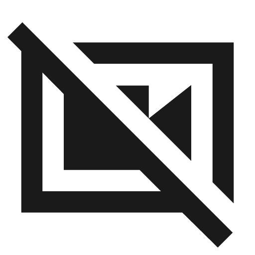 Hangout video off outline sharp icon, sharp-cornered style, from Material Symbols