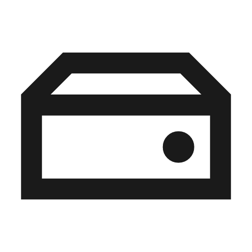 Hard drive outline sharp icon, sharp-cornered style, from Material Symbols