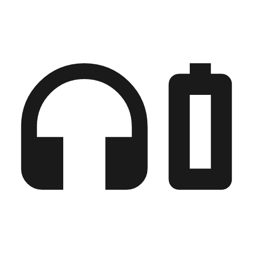 Headphones battery outline icon, outline style, from Material Symbols