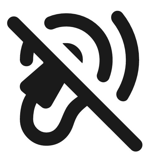Hearing aid disabled rounded icon, rounded style, from Material Symbols
