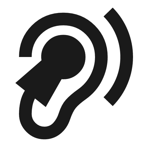 Hearing aid icon, solid style, from Material Symbols