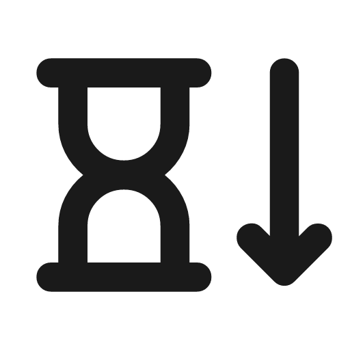 Hourglass arrow down outline rounded icon, rounded style, from Material Symbols
